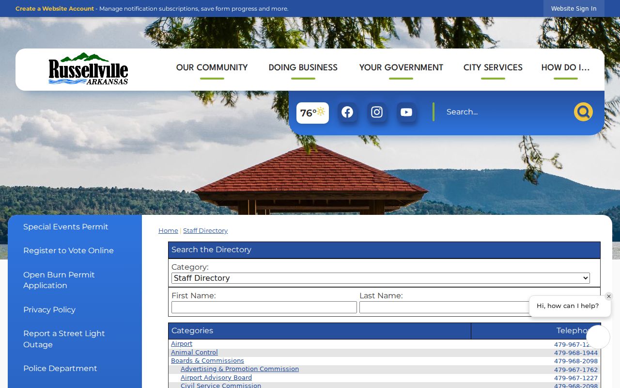 Russellville people search city staff directory