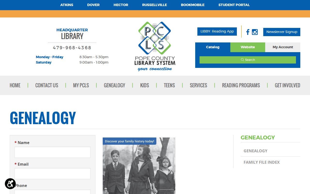Russellville people directories Pope County Library genealogy department