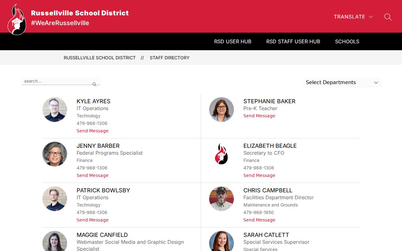 Russellville people directories school district staff search