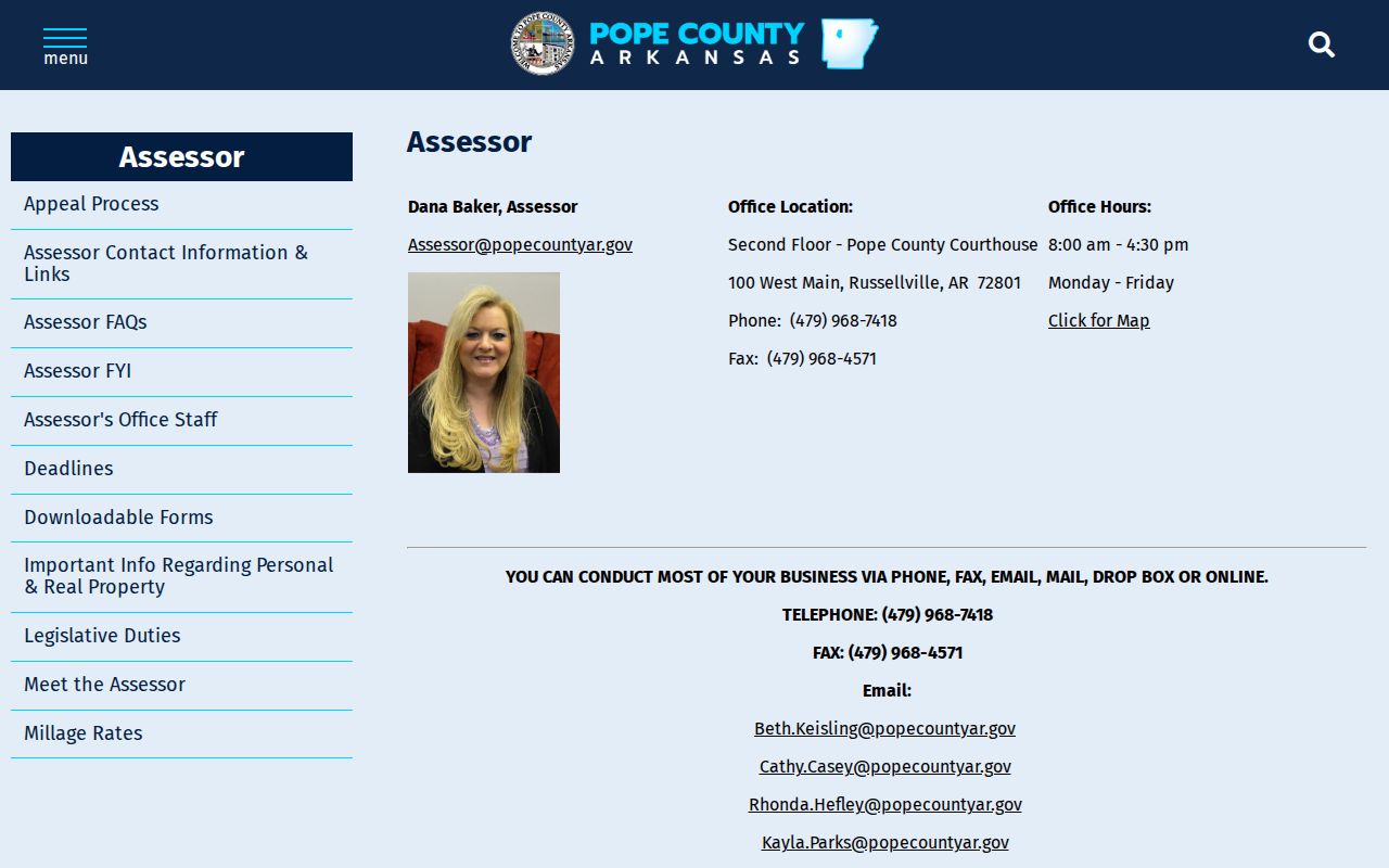 Russellville public records Pope County Assessor online real estate records