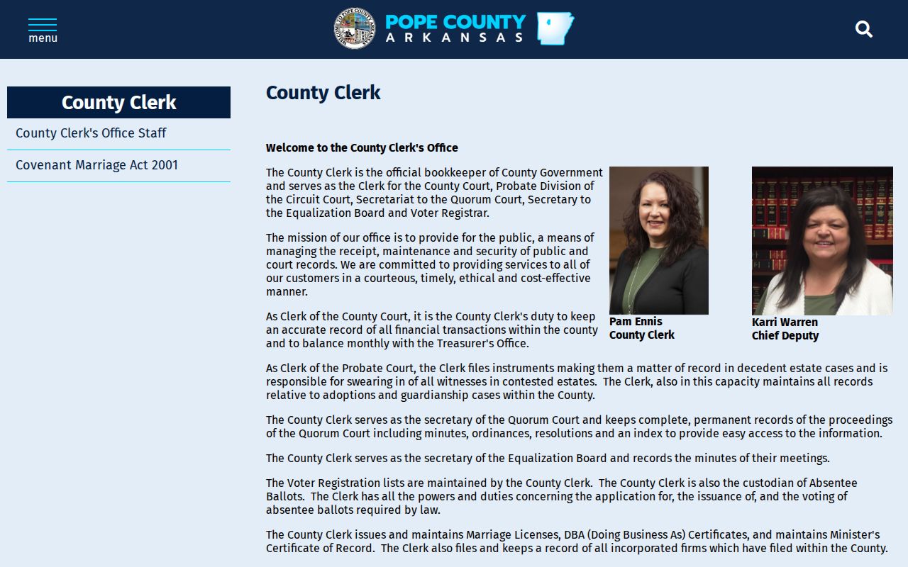Russellville public records Pope County Clerk probate marriage voter DBA records