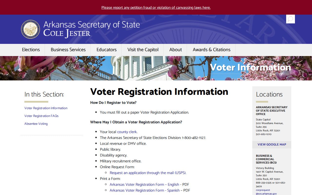 Russellville voter registration records Arkansas voter registration instructions