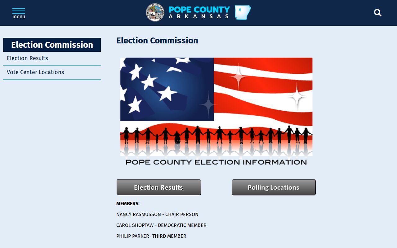 Russellville voter registration records Pope County Election Commission contact page